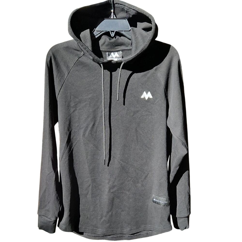 Mentality Womens Small Black Pullover Hoodie with Small White Logo